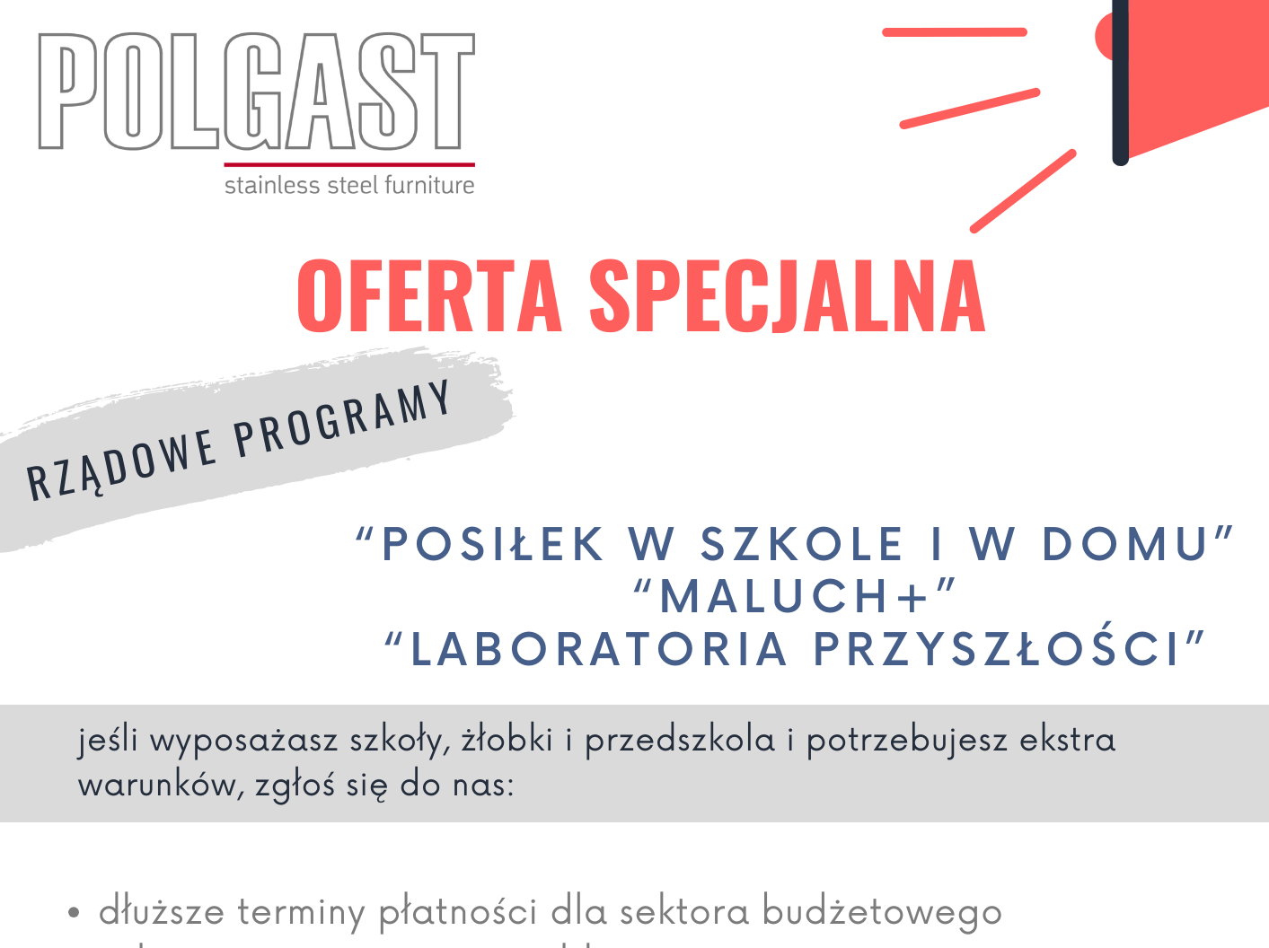 Oferta specjalna wyposażenia kuchni w placówkach edukacyjnych