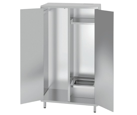 Szafa porządkowa z umywalką i drzwiami na zawiasach